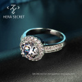 Cost-effective elegant round cut diamond  ring women jewelry with CVD CZ Moissanite